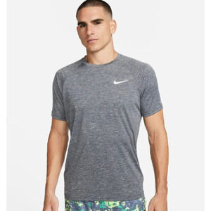 Nike Men's Gray Dri-FIT UPF 40+ Short Sleeve Rashguard Swim Shirt Size Large